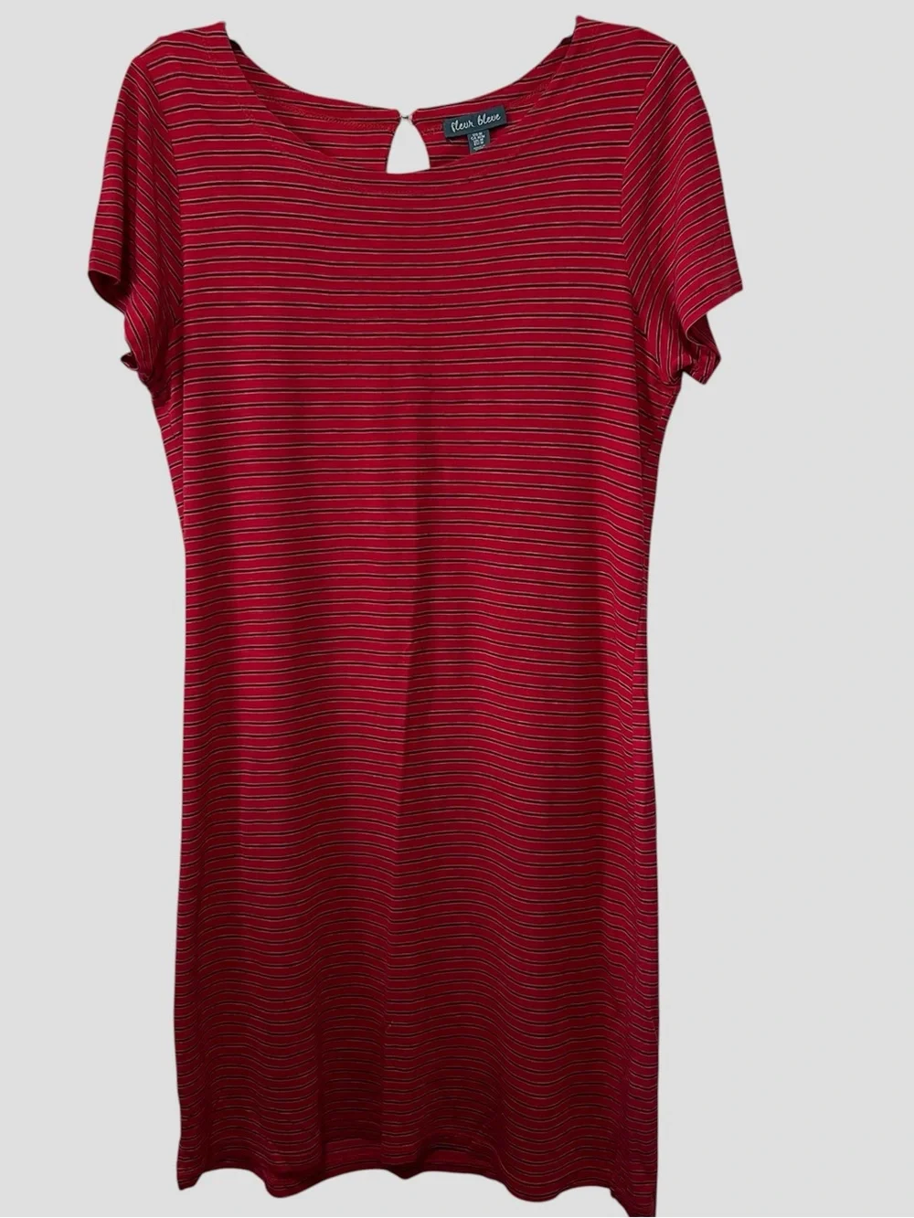 Fleur Bleue Striped Midi Dress — Casual Keyhole Neck